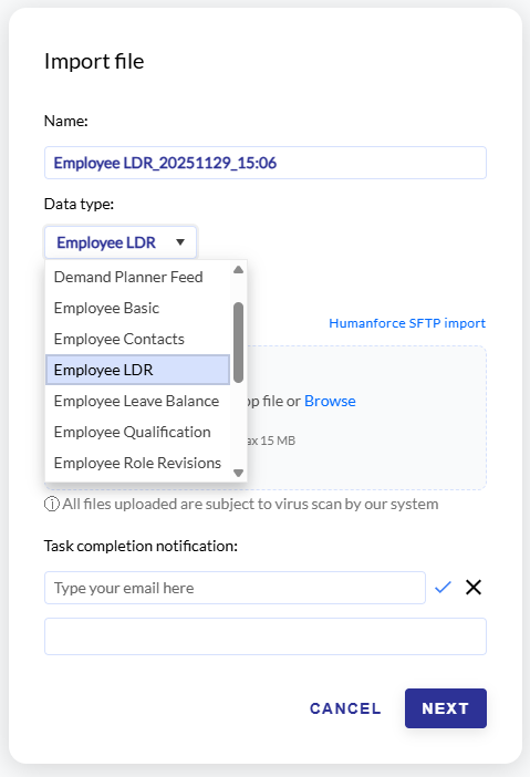 Employee LDR Import